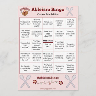 Invitation Ableism Bingo Card Chronic Pain Edition