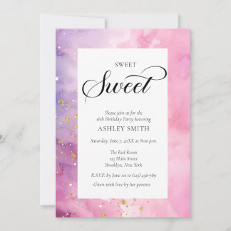 Invitation Abstract Pastel Pink Purple Sweet 16 Birthday
