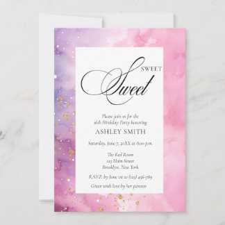 Invitation Abstract Pastel Pink Purple Sweet 16 Birthday