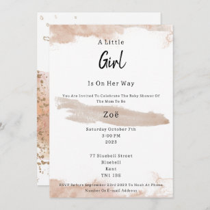 Invitation Abstract Pink Elements Sweet Baby Girl Baby Shower
