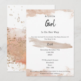 Invitation Abstract Pink Elements Sweet Baby Girl Baby Shower