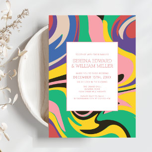 Invitation Abstrait artistique Vibrant Chic Mariage