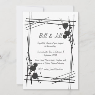 Invitation Abstrait blanc Ligne noire + Mariage d'art bulle
