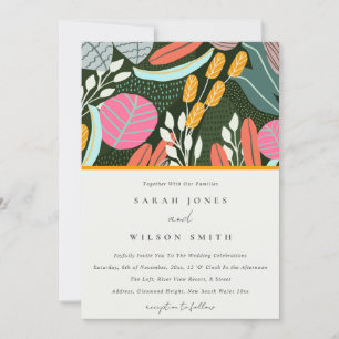 Invitation Abstrait Bold coloré Mariage botanique tropical