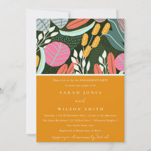Invitation Abstrait Bold Rustic Tropical Fiançailles botaniqu