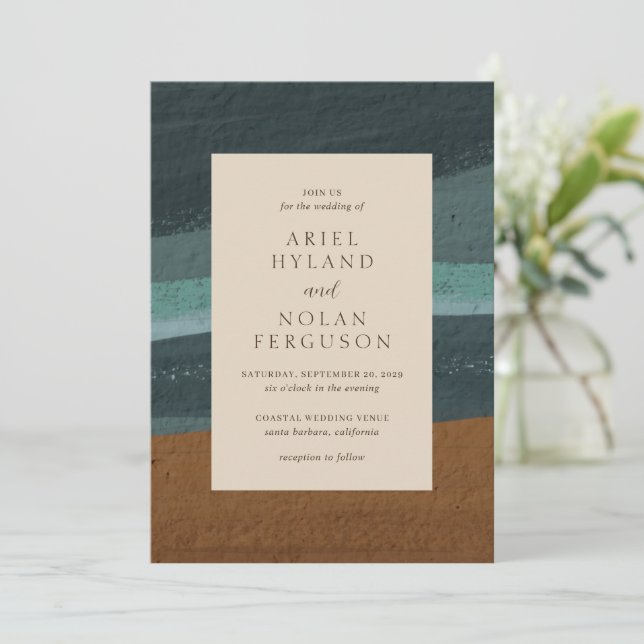 Invitation Abstrait Coastal Chic Mariage moderne (Debout devant)
