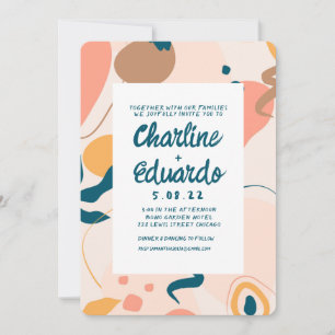 Invitation Abstrait Contemporain Colorful Pastel Mariage