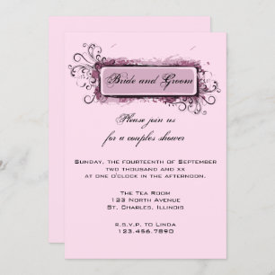 Invitation Abstrait Couples floraux rose Wedding shower Invit