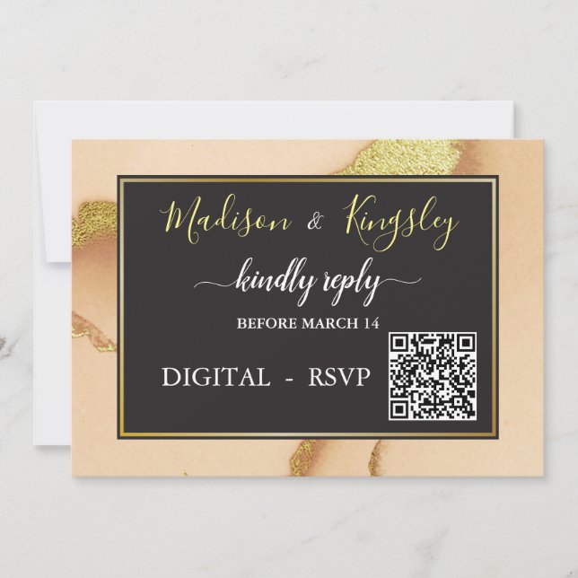Invitation Abstrait de corail moderne 💡 Mariage d'huile d'en (Devant)