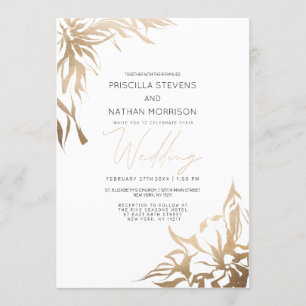 Invitation Abstrait de Flore Mariage or simple et moderne