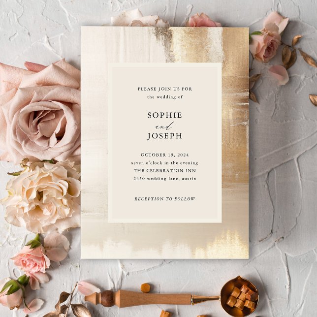 Invitation Abstrait d'or | Mariage élégant (An elegant, faux gold wedding invitation)