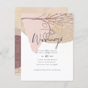 Invitation Abstrait Earth Gold Wedding Inviter Budget à bas p