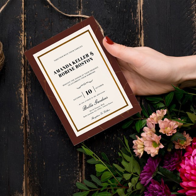 Invitation Abstrait Elegance Golden Frame Mariage (Créateur téléchargé)