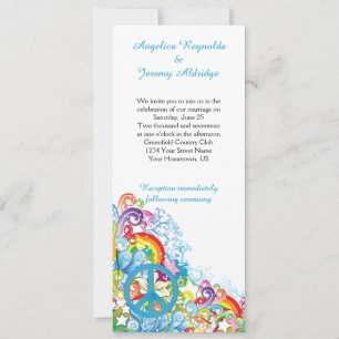 Invitation Abstrait Floral Bleu de la paix Signal Mariage