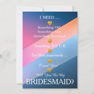Invitation Abstrait Gold Heart Will You Be my Bridesmaid