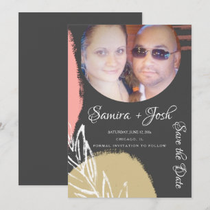 Invitation Abstrait Gris botanique Enregistrer la photo Date