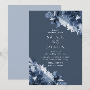 Invitation Abstrait Indigo Floral Mariage