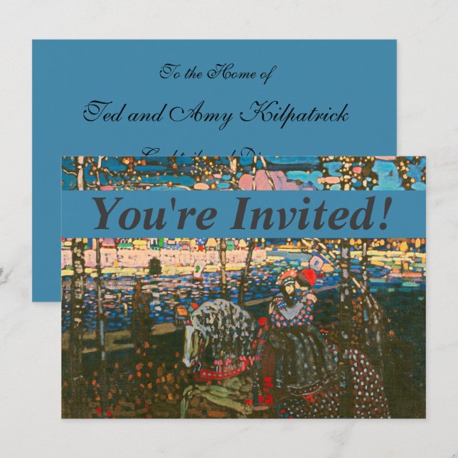 Invitation Abstrait Kandinsky équitation Couple coloré (Devant / Derrière)