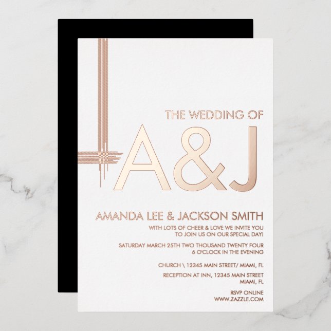 Invitation Abstrait Mariage  Line Foil (Recto/Verso)