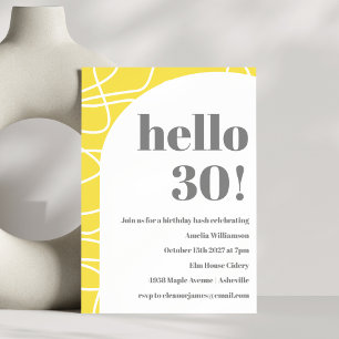 Invitation Abstrait Modern Line Art Jaune fête d'anniversaire