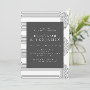 Invitation Abstrait moderne Black White Lines Mariage élégant