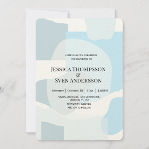Invitation Abstrait moderne bleu minimaliste Mariage artistiq