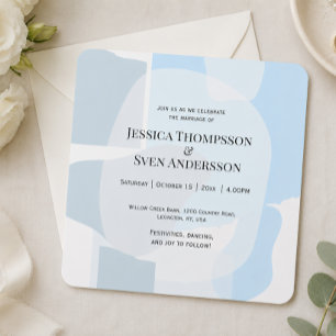 Invitation Abstrait moderne bleu minimaliste Mariage artistiq