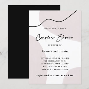 Invitation Abstrait neutre Aquarelle Douche Couples