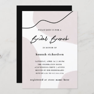 Invitation Abstrait neutre  Brunch nuptial en aquarelle