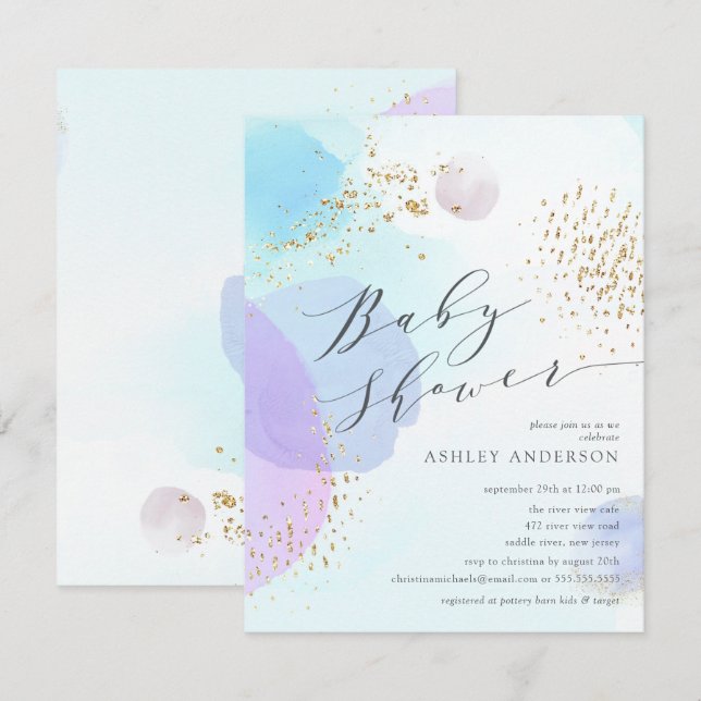 Invitation Abstrait Pastel Circles Baby shower garçon (Devant / Derrière)