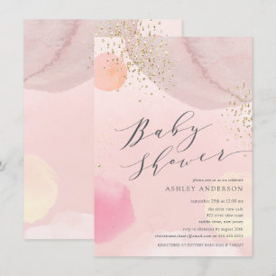 Invitation Abstrait Pastel Circles Girl Baby shower Invitatio