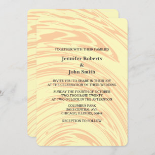Invitation Abstrait Pêche orange jaune ivoire beige Mariage