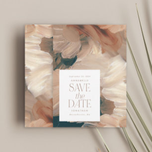 Invitation Abstrait peint crème turquoise moderne terre cuite