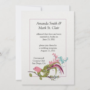 Invitation Abstrait Pink Purple Green Bird Swirls Post W