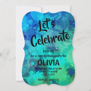 Invitation Abstrait Purple Blue Alcohol Enk 30e anniversaire