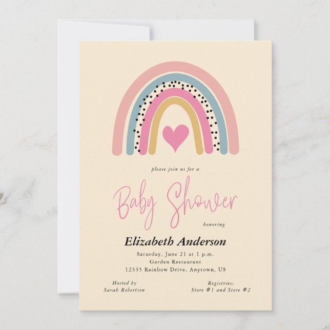 Invitation Abstrait Rainbow Colorful Girl Baby shower (Devant)