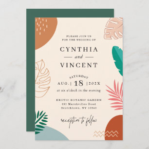 Invitation Abstrait Tropical Formes Mariage été
