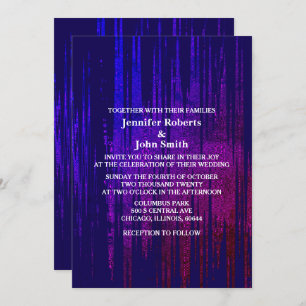 Invitation Abstrait violet foncé Marine bleu Boho Mariage ten