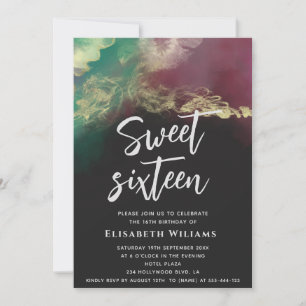 Invitation Abstraite aquarelle encre or typographie moderne