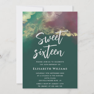 Invitation Abstraite aquarelle encre or typographie moderne