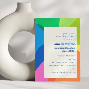 Invitation Abstraite couleur gras Rainbow Graduation Party