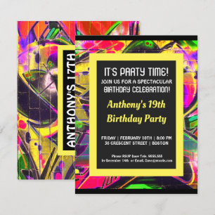 Invitation abstraite d'anniversaire de lettres de