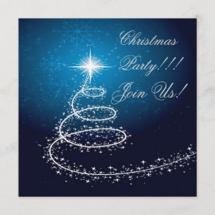 Invitation Abstraite de Noël Tree Party Bleu