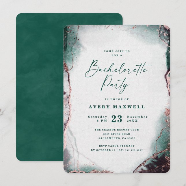 Invitation Abstraite Ethereal Green Bachelorette Party (Devant / Derrière)