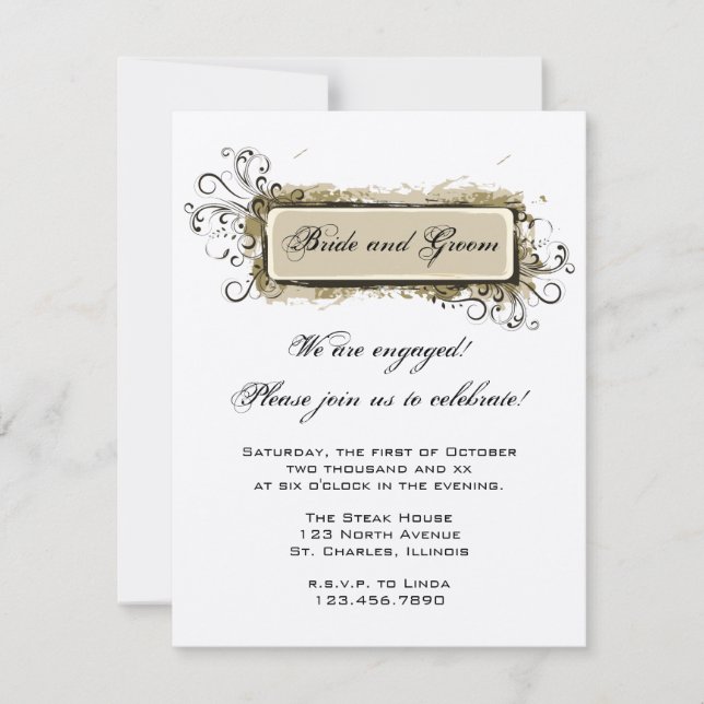 Invitation Abstraite Floral Engagement Party (Devant)
