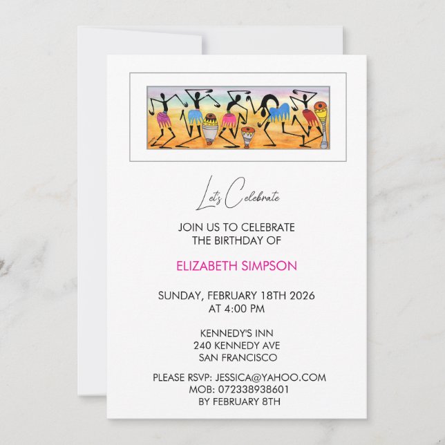 Invitation Abstraite, jolie danse Break, Anniversaire (Devant)