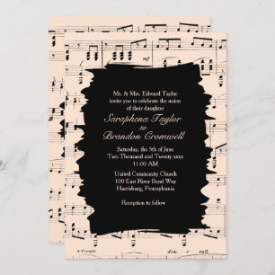 Invitation Abstraite moderne Peach Music Mariage