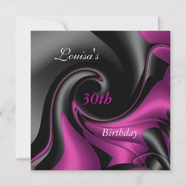 Invitation Abstraite Noir Prune Violet pour 30e An (Devant)