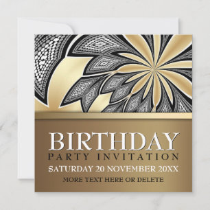 Invitation Abstraite Tribal Golden Birthday Party
