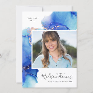 Invitation Abstraite Watercolor Photo Graduation Party